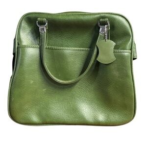 American Tourister | Vintage Olive Green Leather Tote Bag Luggage for Travel
